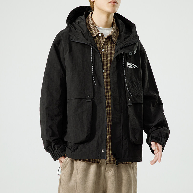 日系港风F工装大口袋冲锋衣连帽仿风登山服夹克外套JN8918-P100图片