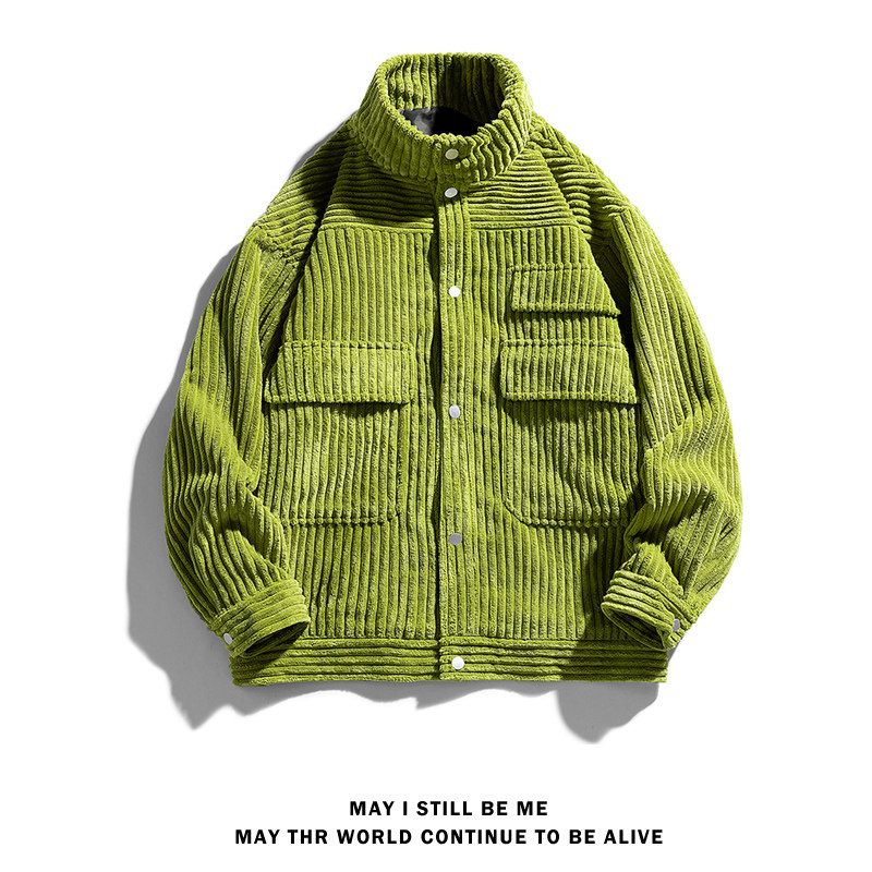 得物白底B灯芯绒工装多口袋外套棒球服夹克A005A-JN8737P75控98图片