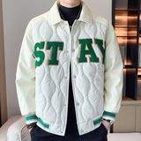 轻熟风B美式复古菱格棉服男棒球服棉衣A005A-MN8718P105控138，男装棉衣，电商A005A