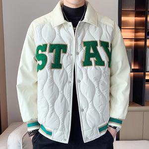 轻熟风B美式复古菱格棉服男棒球服棉衣A005A-MN8718P105控138图片