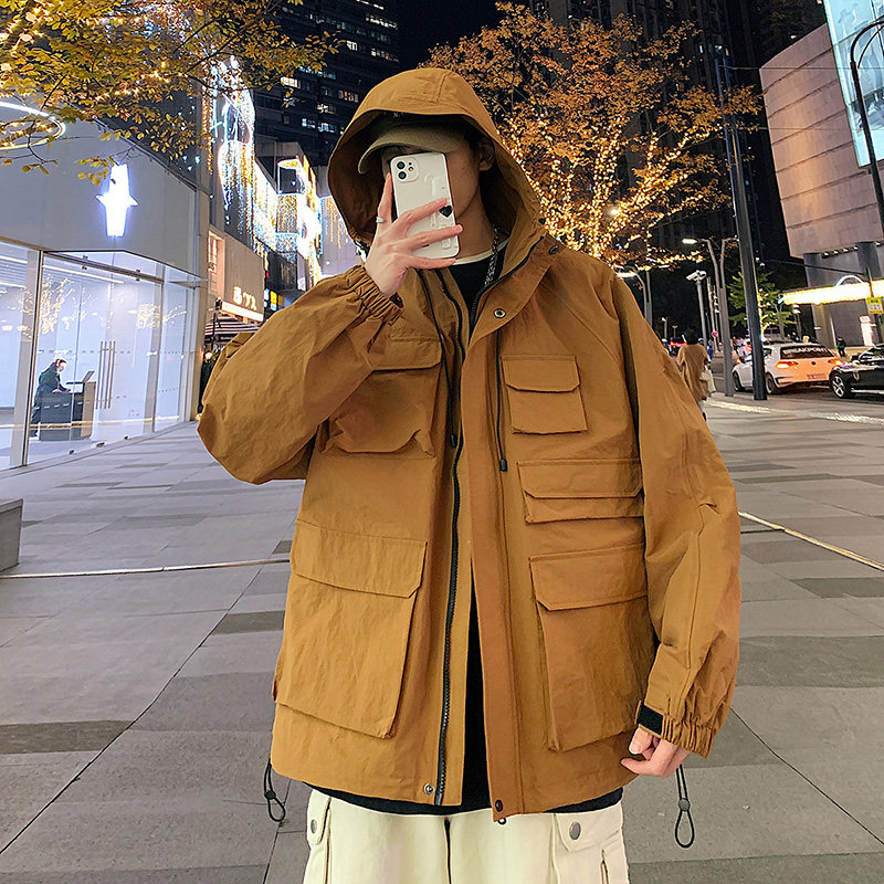港风F工装大口袋设计连帽户外冲锋衣夹克登山服外套JN8917-P110图片