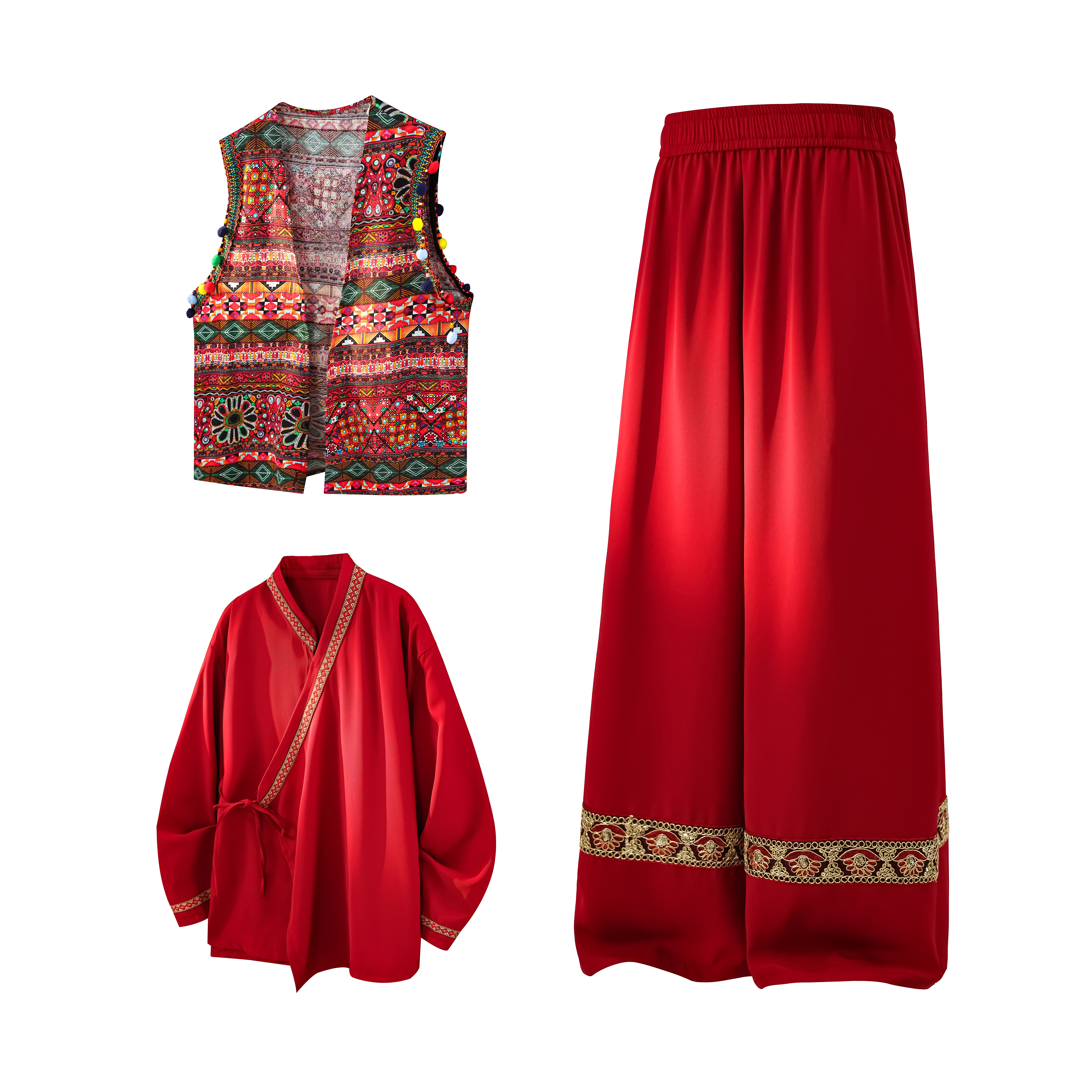 男女春季风苗族演出舞蹈个性服装套装TZ186三件套-P173控198，男装休闲套装，电商A005A