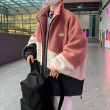 港风直播D羊羔绒棉衣外套撞色立领羊羔毛棉袄A005A-J8057P80控108，男装夹克，电商A005A