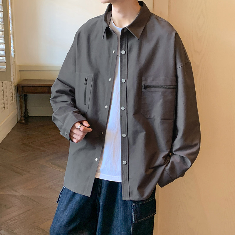 港风D工装大口袋立体剪裁衬衫夹克潮流外套男86086-特P58图片