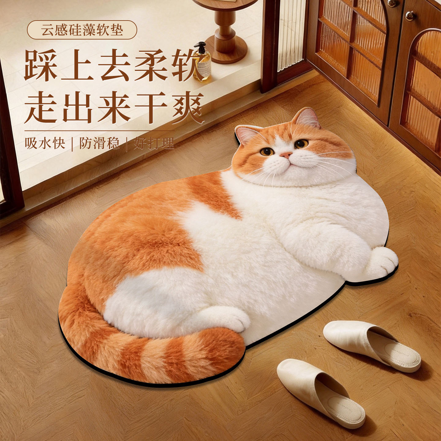 可爱猫咪吸水防滑浴室地垫