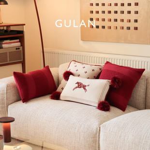 GULAN古兰抱枕马年2026新年红色喜庆春节沙发卧室靠枕腰枕高级感