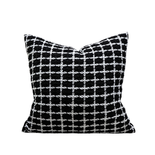 GULAN古兰抱枕黑色方格高级感轻奢沙发客厅腰枕靠枕套羽丝绒定制
