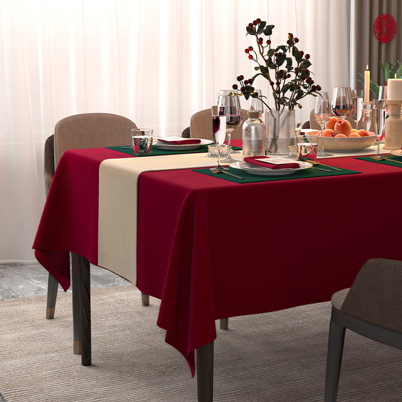 轻奢高级感红色桌旗防水防污