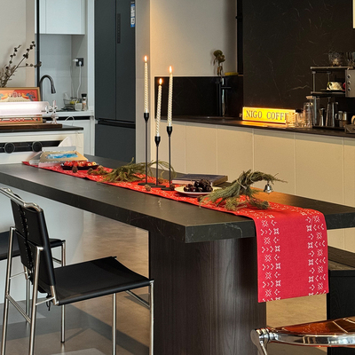 GULAN古兰桌旗春节新年氛围感高级感意式轻奢红色长条盖布定制