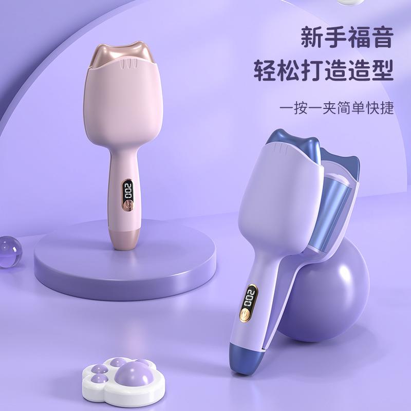 猫耳蛋卷棒可爱少女风32mm负离子水波纹夹板学生宿舍持久定型神器