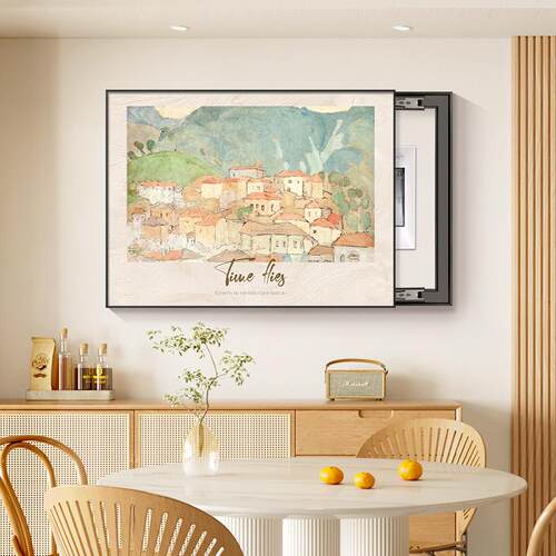 法式奶油风电表箱装饰画名家风景画莫奈北欧原木风配电箱遮挡餐厅