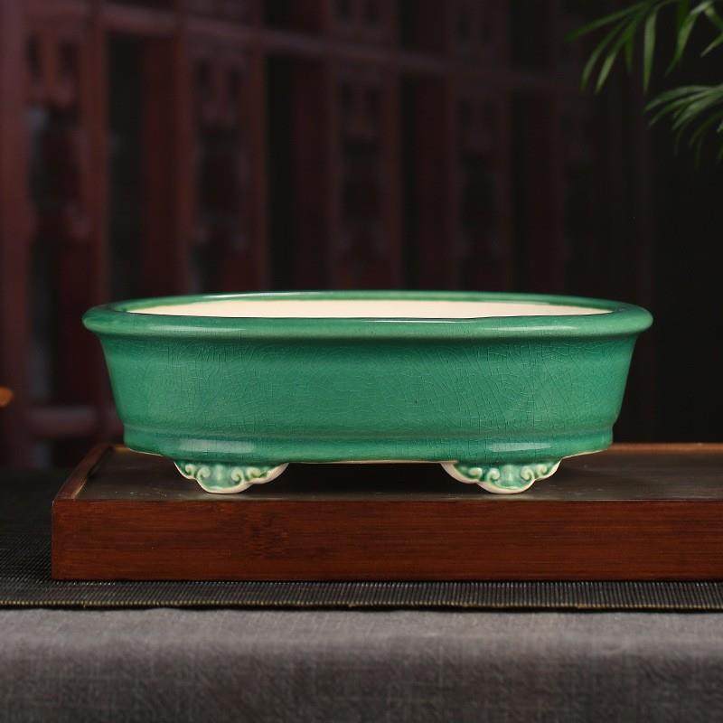 宜兴釉水紫砂花盆创意圆形四脚仿古桌面装饰盆栽文竹海棠YZ22,家居饰品,花盆,淘宝优惠券,粉丝福利购,淘宝优惠卷