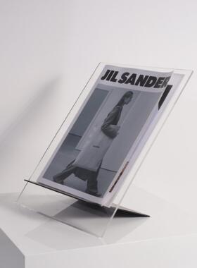 现代极简家居装饰摆件书架杂志架铁艺亚克力大理石工艺品摆设品