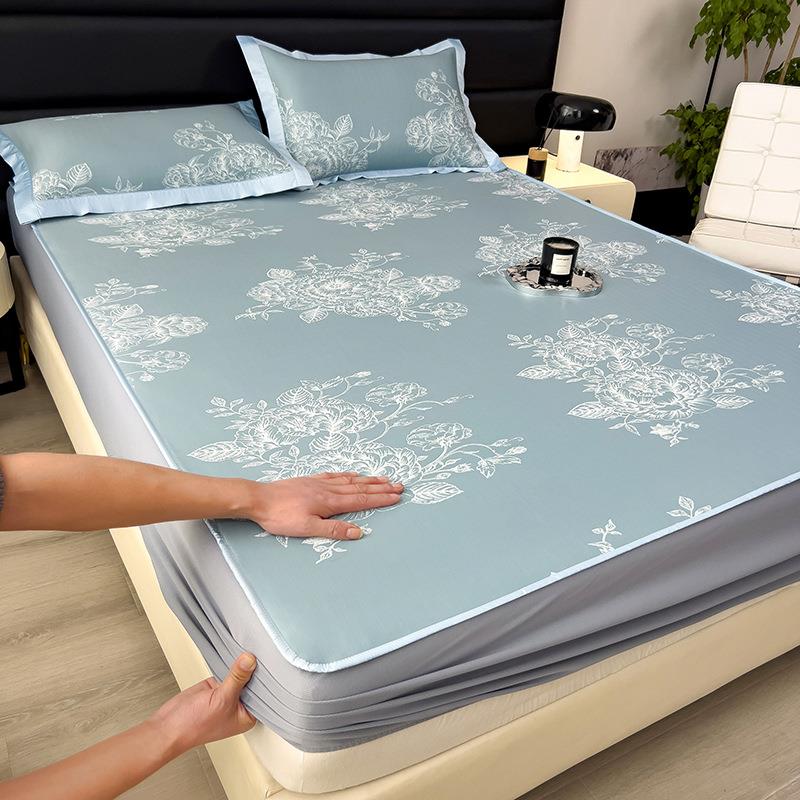 夏季冰丝凉席三件套床笠款冰丝凉感空调软席垫子家用轻奢凉席床垫