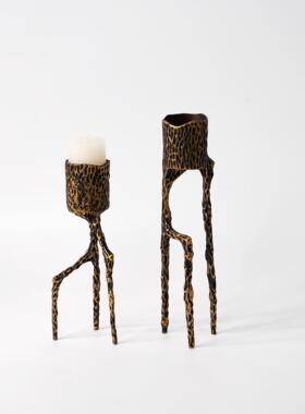 中古风样板间客厅餐桌玄关锌合金烛台摆件书房装饰柜软装家居摆设