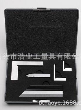 测量工具套装5件不锈钢直尺100mmDIN874/00直角尺75X50模具工直角