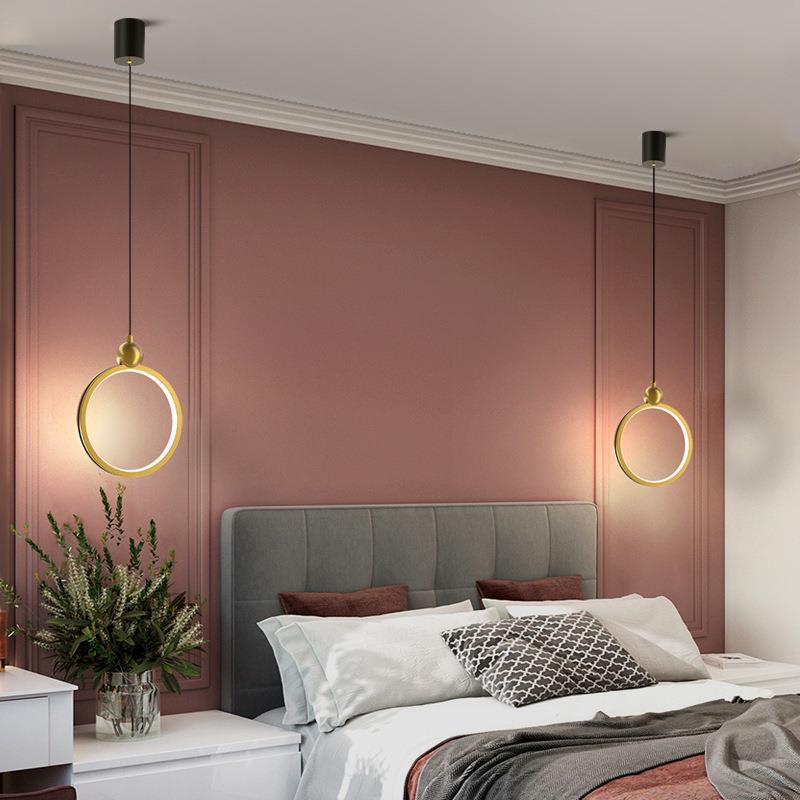 卧室床头吊灯现代简约北欧轻奢客厅背景墙吊灯网红创意床头小吊灯