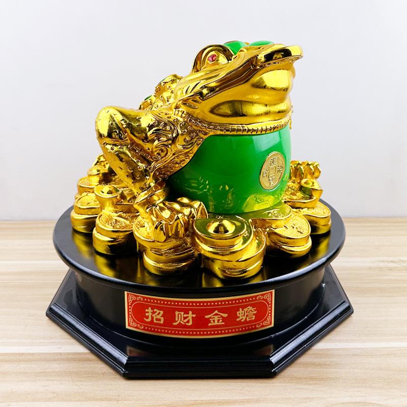 大号八方来财招财金蟾摆件旋转蟾蜍金蝉店铺开业收银台家居礼品