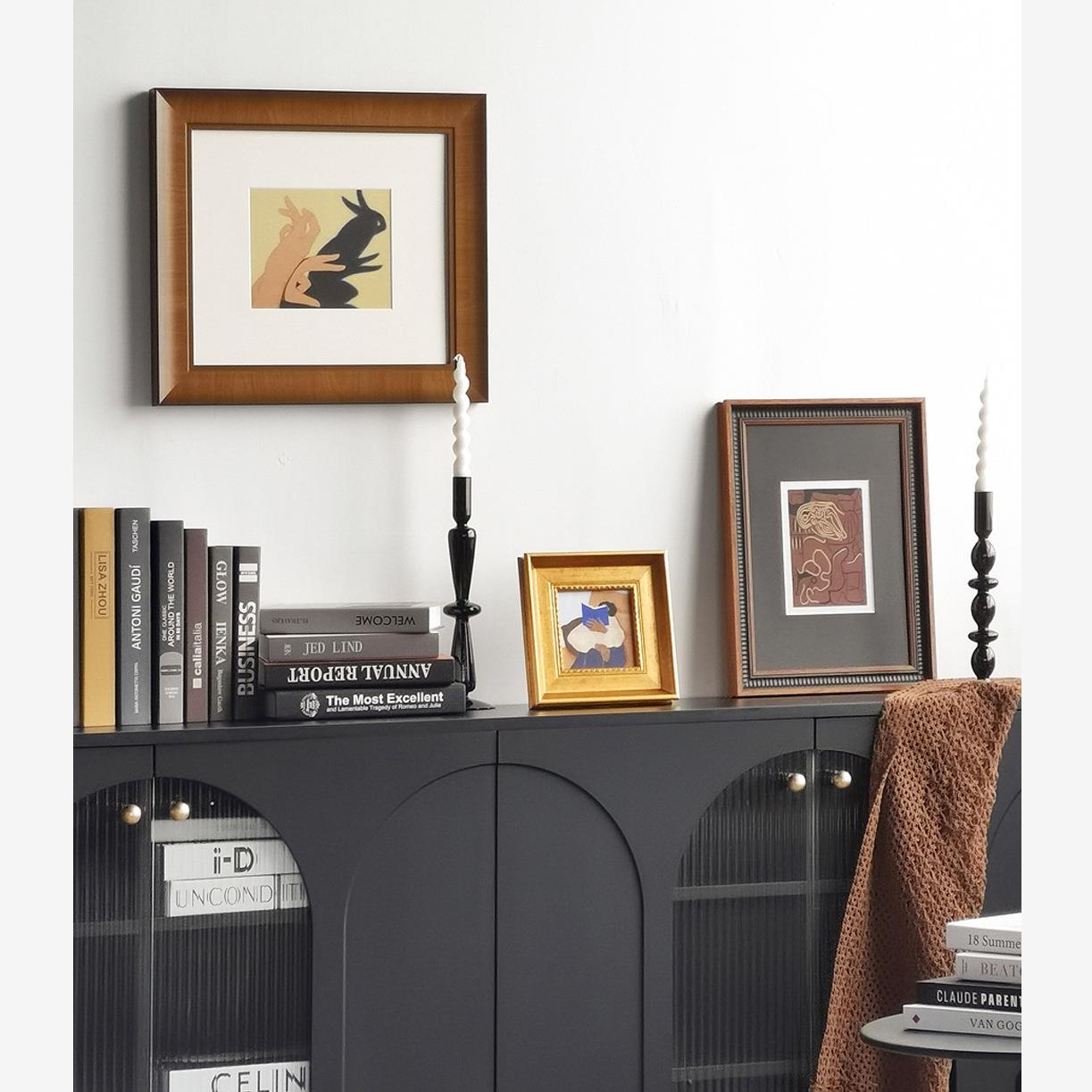 现代法式文艺复古装饰画组合客厅餐桌中古实木挂画卧室床头壁画