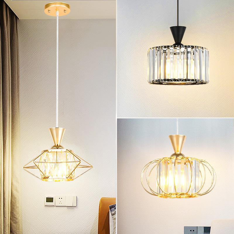 餐厅吊灯轻奢现代简约玄关吧台阳台店铺商用单头水晶小吊灯餐厅灯