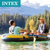 intex68367充气船挑战者二人船组漂流船户外单人游艇独木舟