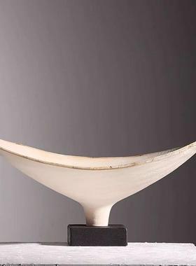 现代简约侘寂风装饰手工托盘售楼处样板房客厅玄关茶几果盘摆件