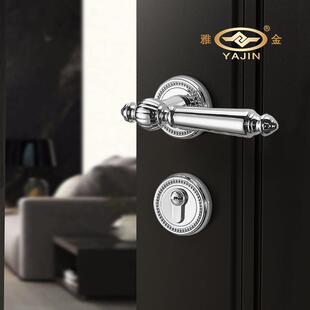 卧室分体锁金色室内房门锁铜芯磁吸静音门把手执手锁轻奢法式 门锁