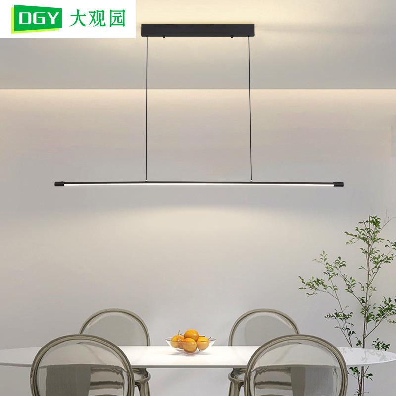 大观园餐厅吊灯现代简约餐桌灯饭厅吧台灯极简一字长条餐厅灯002L