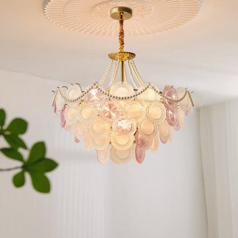 法式吊灯轻奢客厅主灯浪漫甜甜圈珍珠玻璃卧室灯房间餐厅中山灯具
