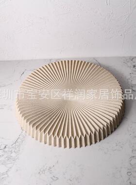 现代轻奢抽象肌理仿石托盘工艺品陈列家居玄关样板房软装饰品摆件