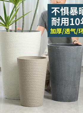 加厚树脂花盆特大号码圆形高筒塑料天堂鸟龟背竹客厅阳台落地花盆