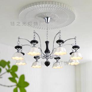 法式复古风客厅吊灯美式南洋风中古三头现代手工花朵陶瓷餐厅壁灯