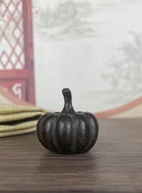 铜合金可爱小南瓜镇纸镇尺金属铜复古压纸古董摆件学生文创摆件品