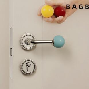 简约室内卧室门锁彩色陶瓷球分体磁吸静音房间现代房门锁木门把手