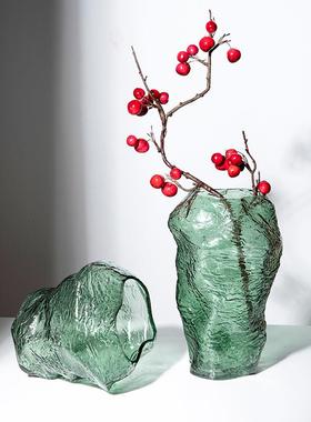 创意不规则欧式玻璃花瓶百合龙影山石彩装色插花花器家居摆件水培