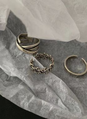 复古简约百搭做旧罗马数字戒指女韩版学生嘻哈ins潮开口食指指环