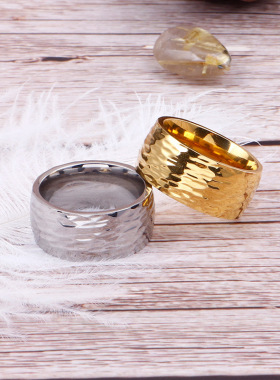 速卖通货源简约风戒指不锈钢不规则纹路戒指男女通用戒指