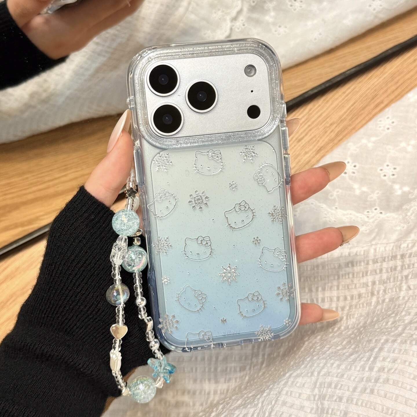 高级感渐变透明苹果17promax手机壳闪闪爱心米菲iPhone16pro保护套软边框大孔防摔15pro氛围感手机壳