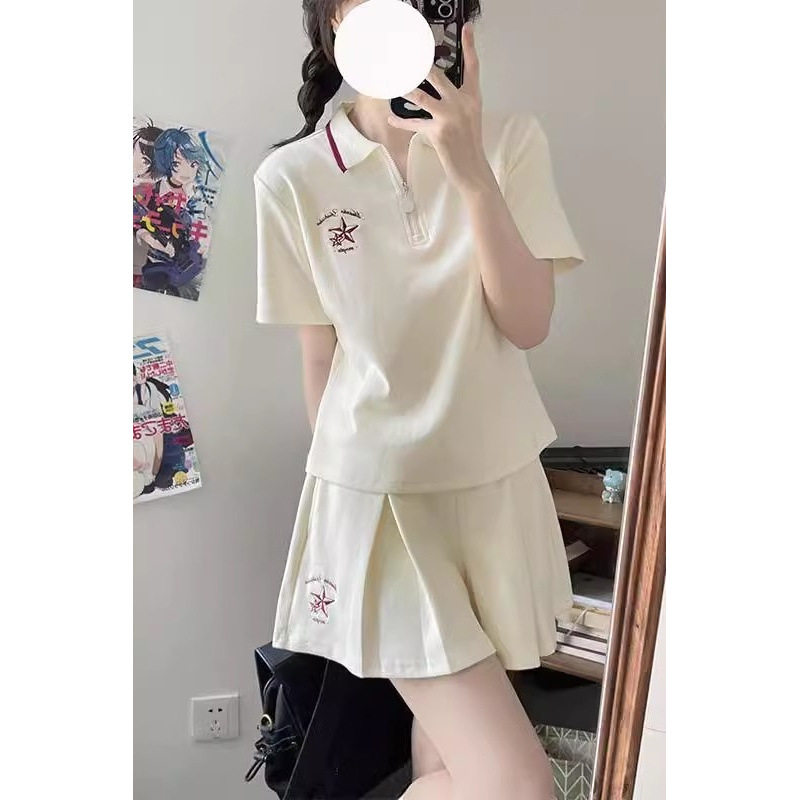 运动套装女夏季学生韩版宽松时尚网红polo短袖短裤休闲两件套跑步