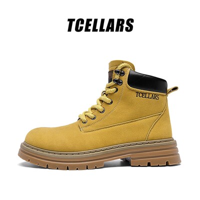 TCELLARS马丁靴男款2026春季新款增高美式英伦风户外登山鞋大黄靴