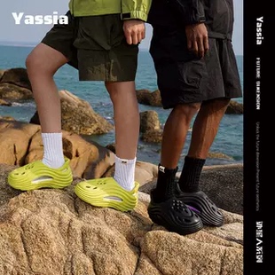 亚束2026新款男防滑外星人洞洞鞋夏季外穿通勤增高包头跟沙滩凉鞋