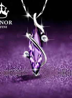纯银紫色水晶项链女2025年新款爆款宝石高级感吊坠生日礼物送女友