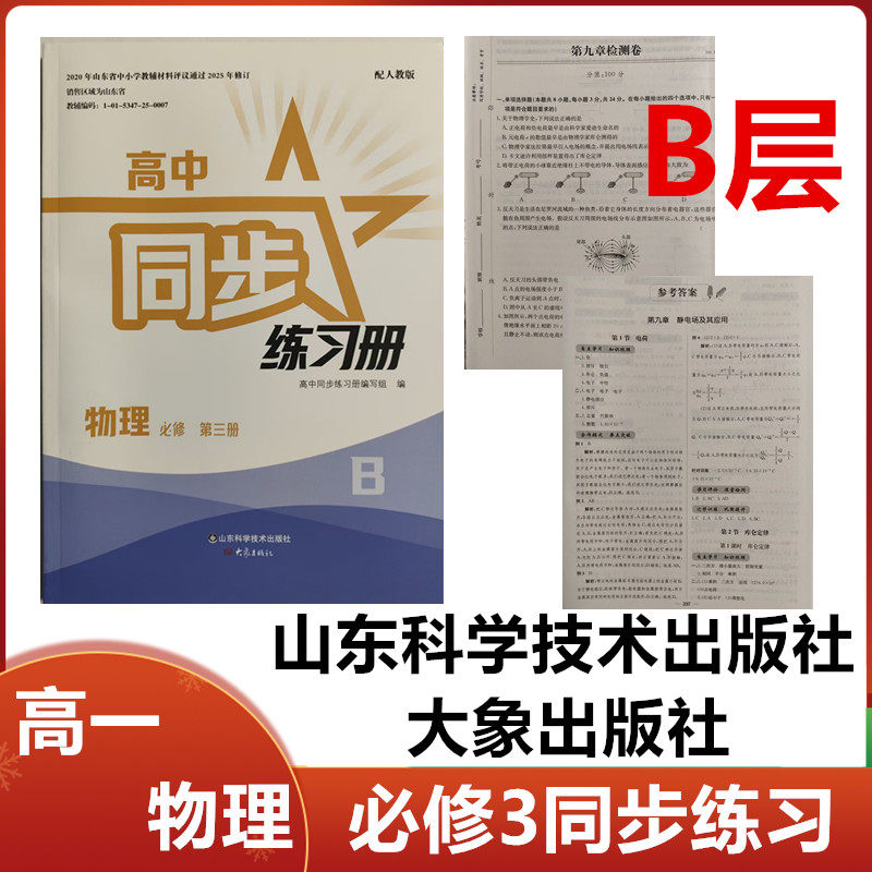 2025秋B层配人教版高中同步练习册物理必修第三册山东科学技术出版社大象出版社高一物理必修3三同步练习册配人教班B层