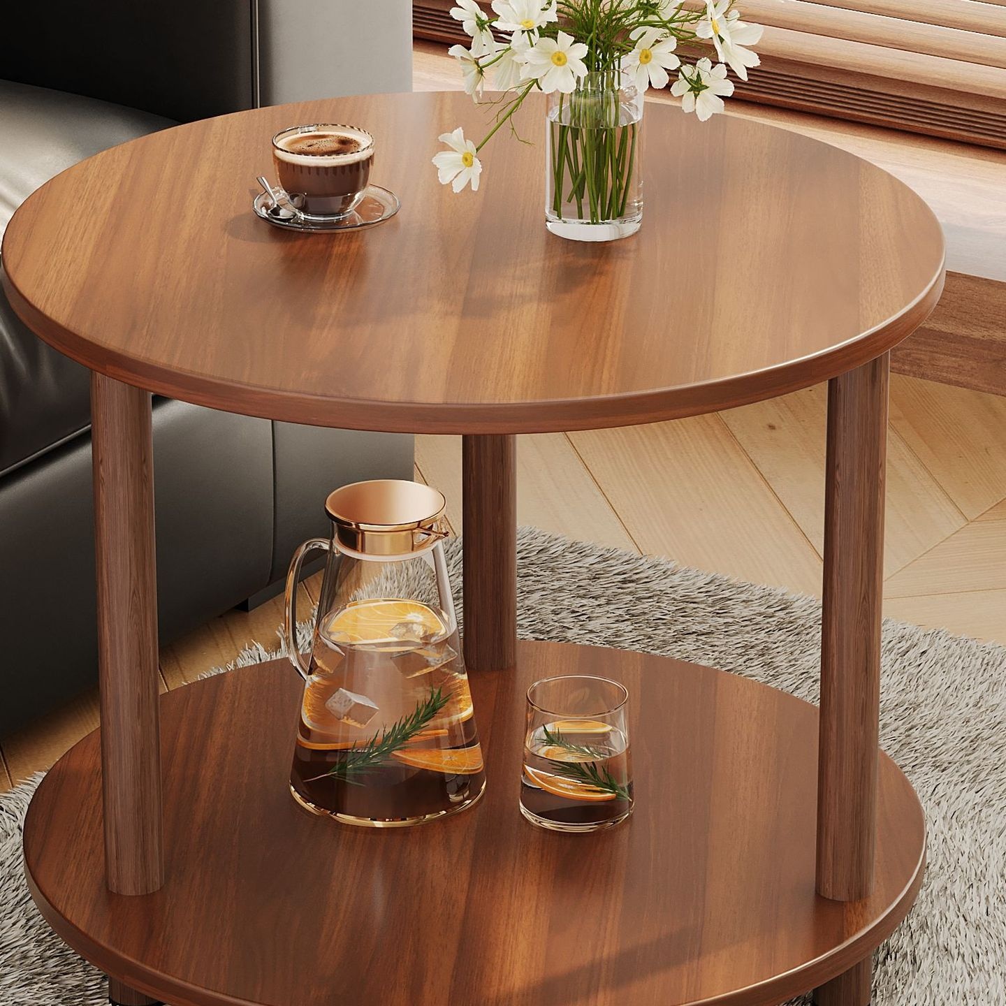 复古小桌子边几可移动小圆桌茶几客厅家用小户型简约床头柜置物架