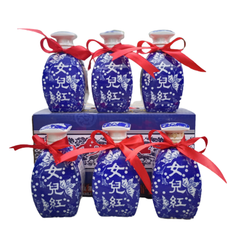 女儿红绍兴黄酒蓝色瓷瓶八年陈窖藏酒整箱350ml*6瓶整箱绍兴酒