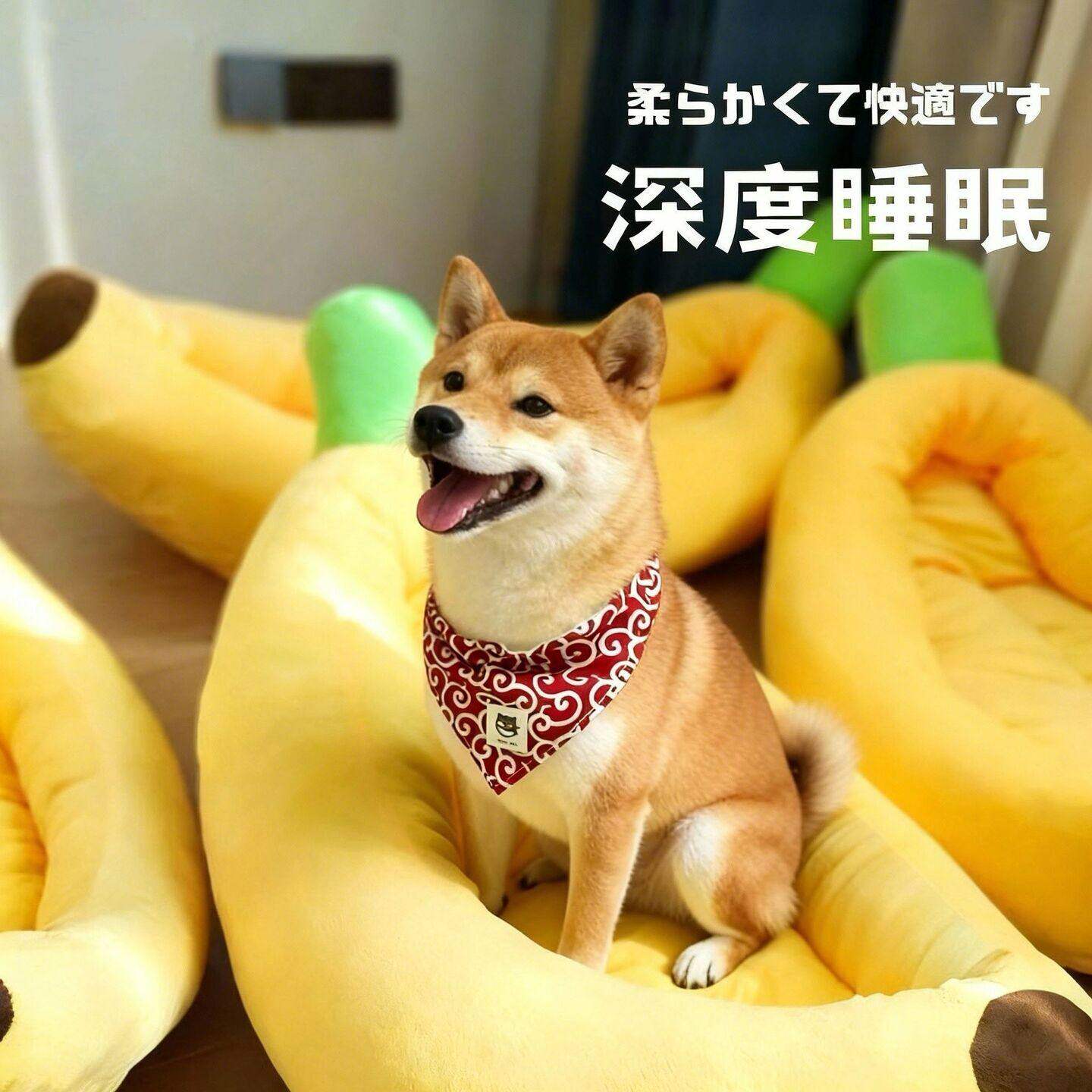 狗狗床香蕉窝宠物柯基狗窝可拆洗猫咪公仔毛绒玩具玩偶冬天保暖窝