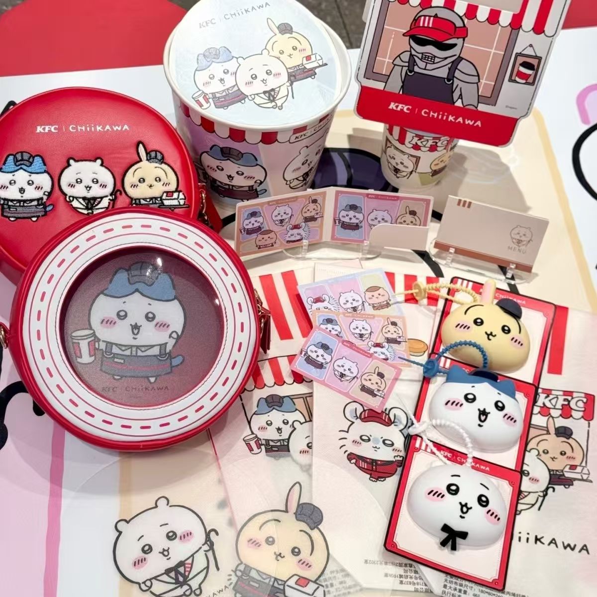 【正品代购】Chiikawa肯德基PU挎包硅胶挂件杯套卡贴乌萨奇联动