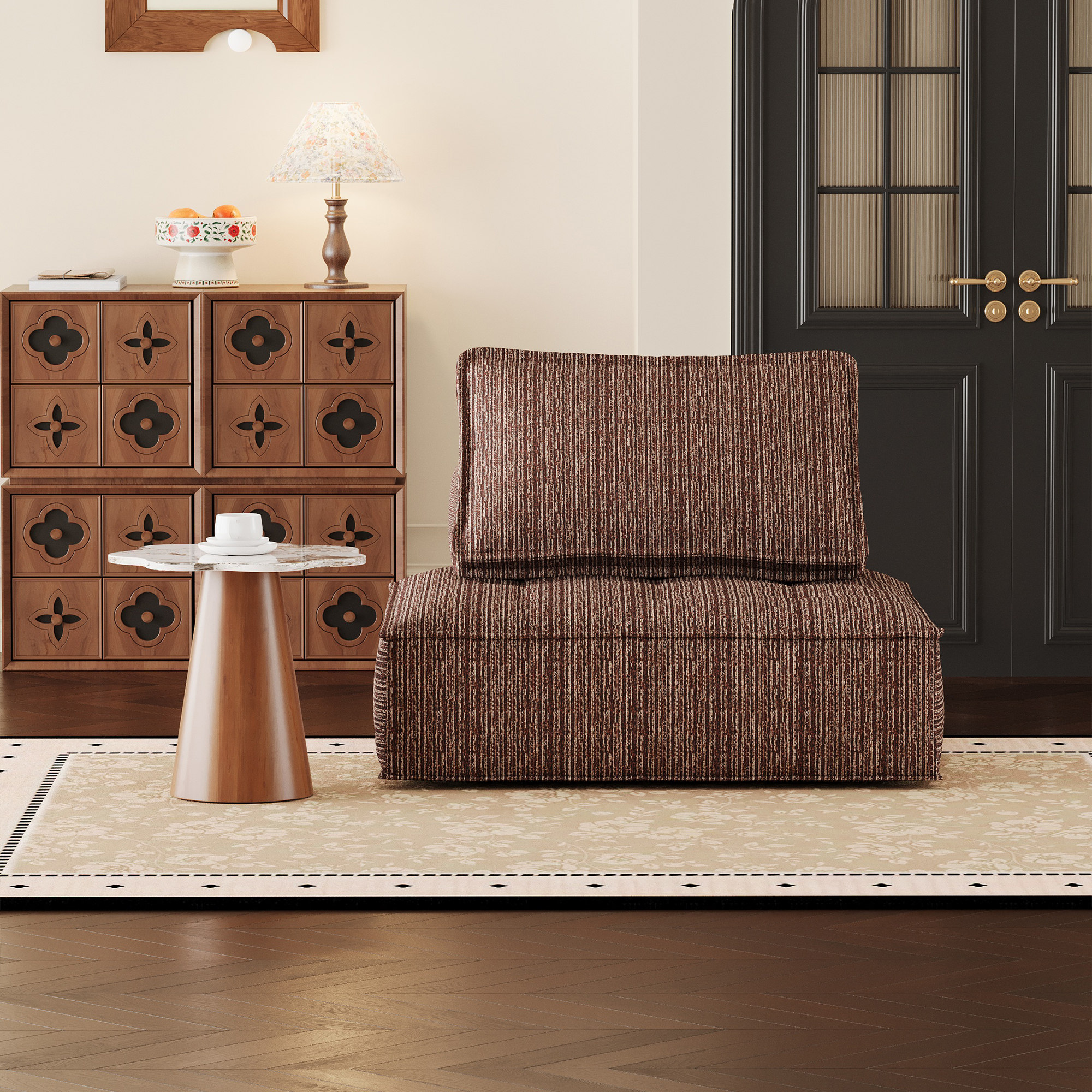 复古奶油风卧室懒人沙发客厅阳台休闲豆腐块组合单人椅小户型落地