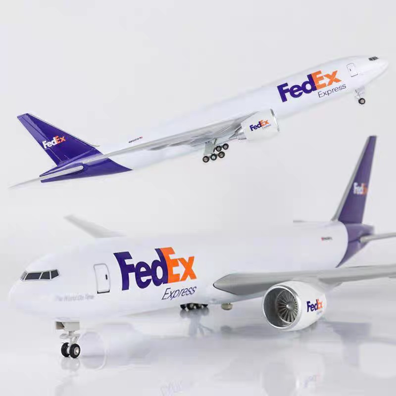 波音747飞机模型仿真合金FEDEX货运航空联邦快递B777模型47cm摆件