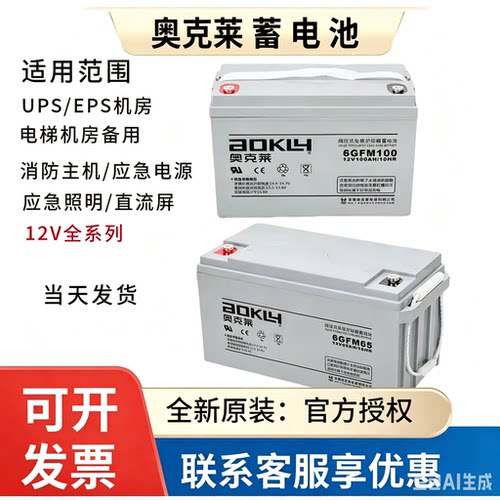 奥克莱蓄电池 6GFM12V24AH38AH65AH100AH120AH/UPS/EPS监控/机房